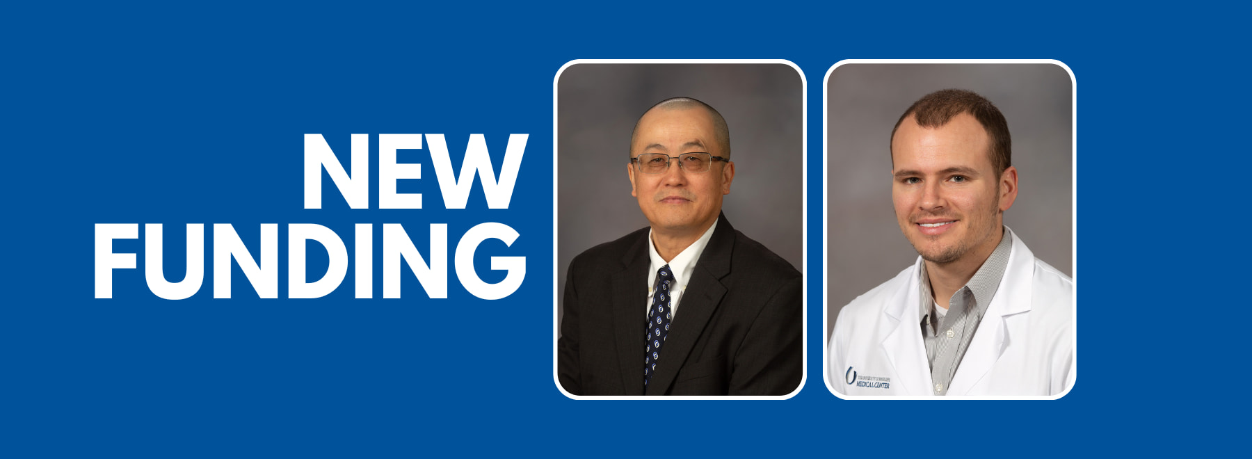 Portrait of Dr. Ji Li and Dr. Alan Mouton with text on the left that reads 